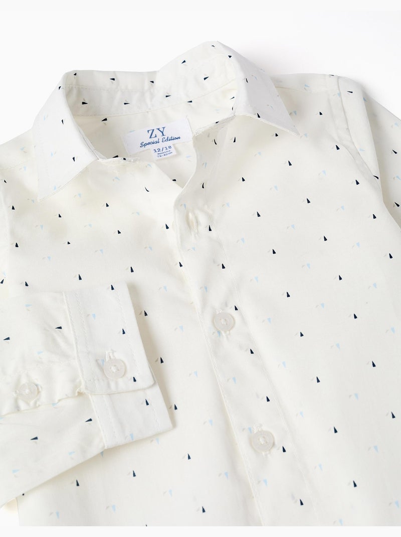 Chemise en popeline à manches longues et motif Blanc - Kiabi