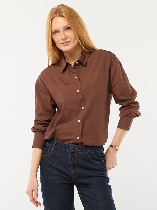 Chemise en popeline à manches longues - Kiabi