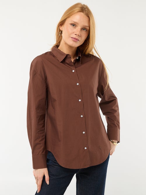 Chemise en popeline à manches longues - Kiabi