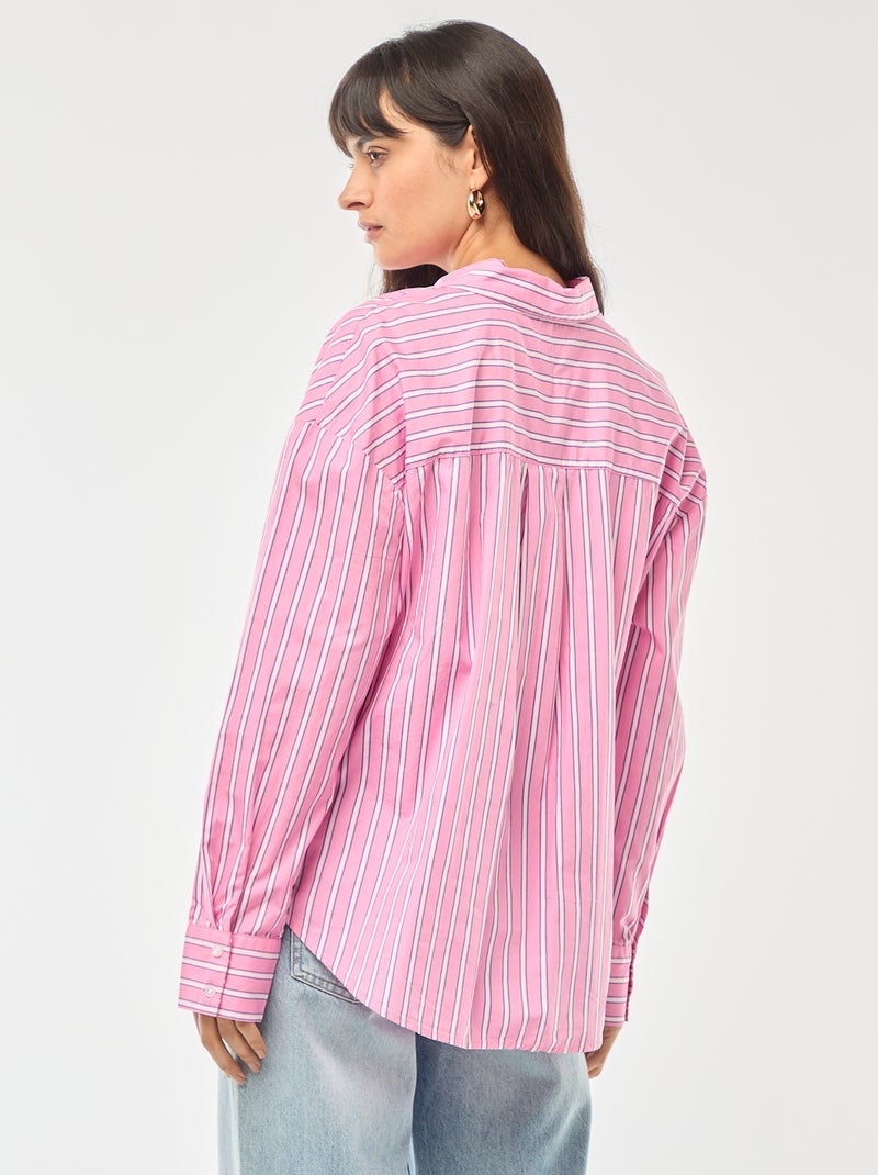 Chemise en popeline à manches longues Rose - Kiabi