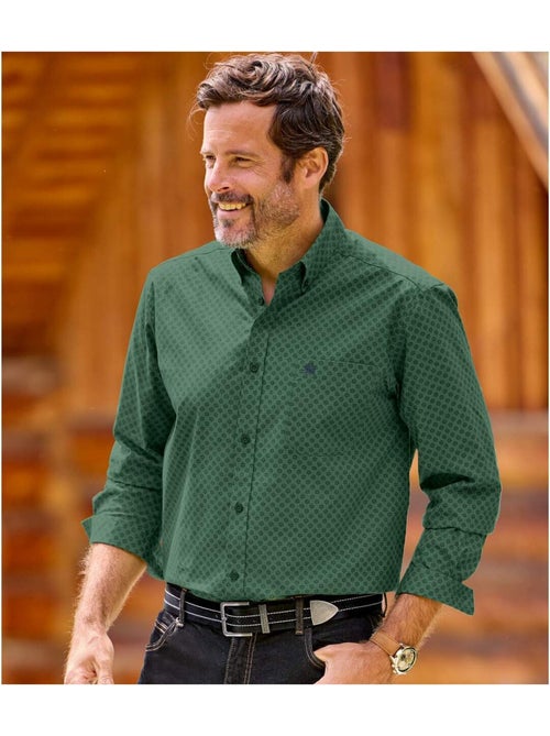 Chemise en Popeline à Micro-Motifs   - ATLAS FOR MEN - Kiabi