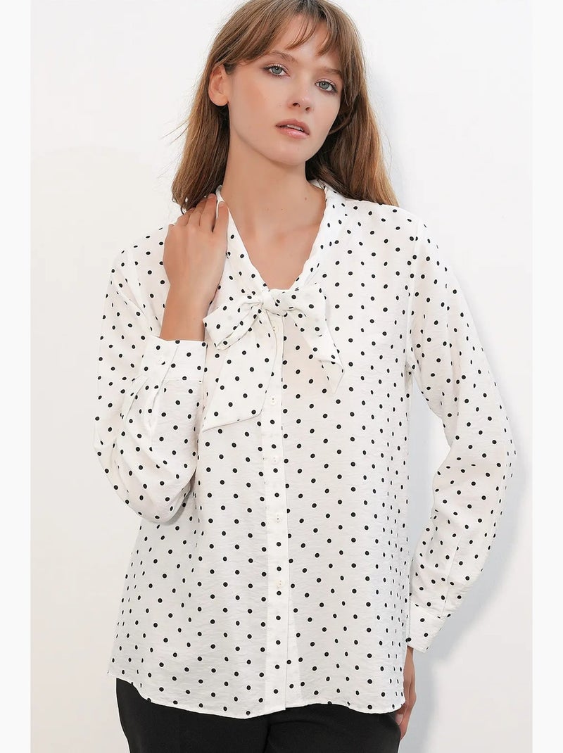 Chemise en popeline à pois bdart Blanc cassé - Kiabi