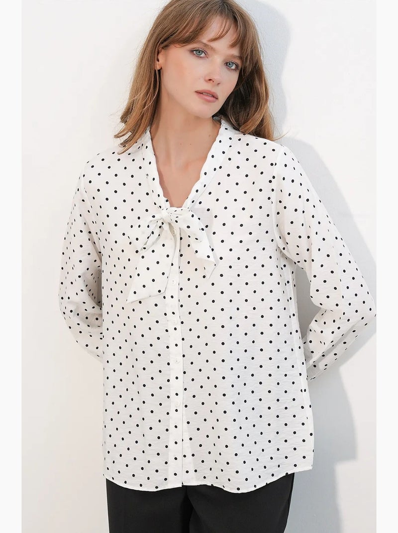 Chemise en popeline à pois bdart Blanc cassé - Kiabi