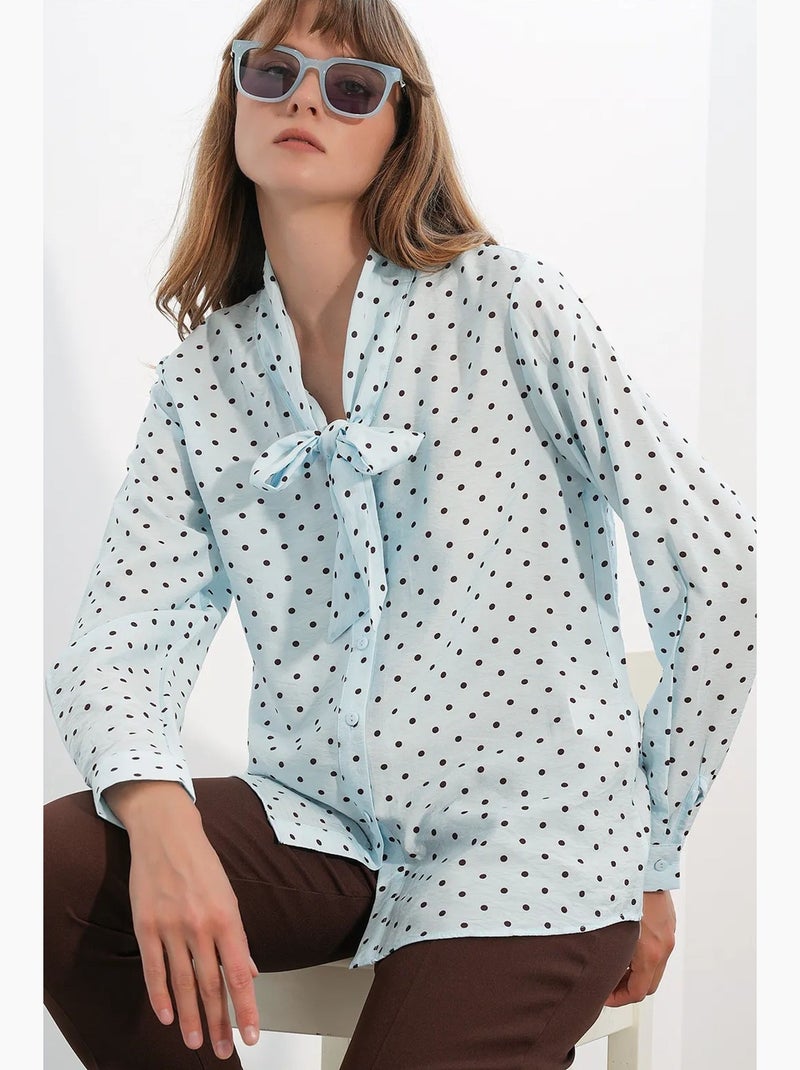 Chemise en popeline à pois bdart Bleu ciel - Kiabi