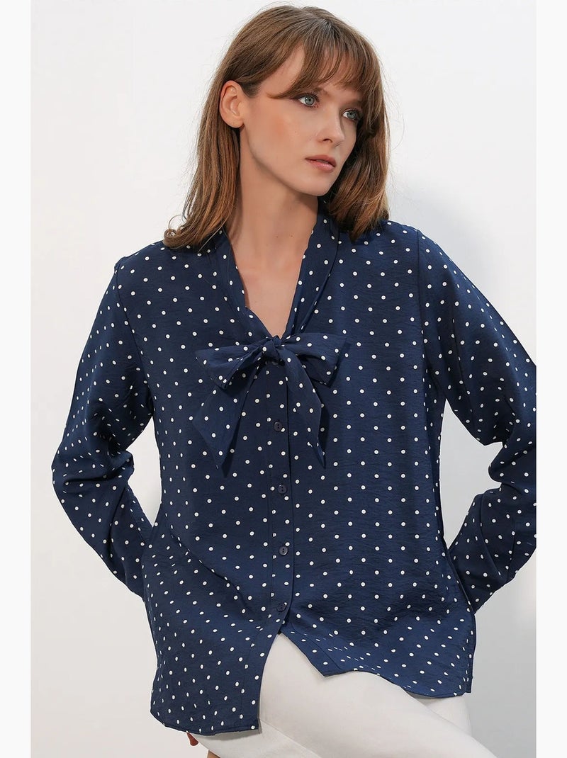 Chemise en popeline à pois bdart Bleu marine - Kiabi