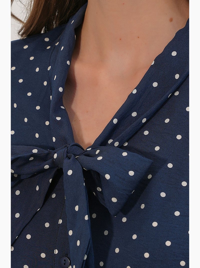 Chemise en popeline à pois bdart Bleu marine - Kiabi
