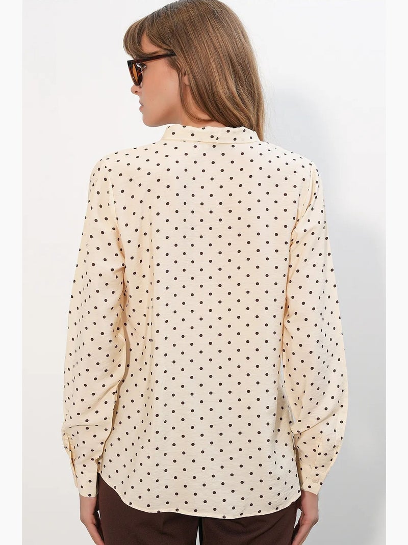 Chemise en popeline à pois bdart Crème - Kiabi