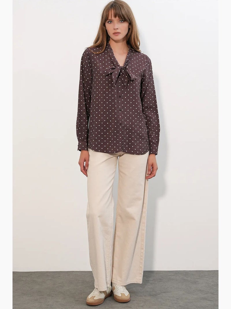 Chemise en popeline à pois bdart Marron - Kiabi