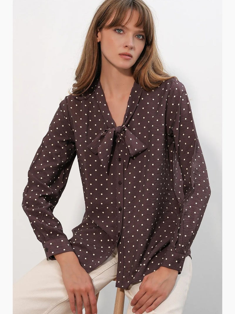 Chemise en popeline à pois bdart Marron - Kiabi