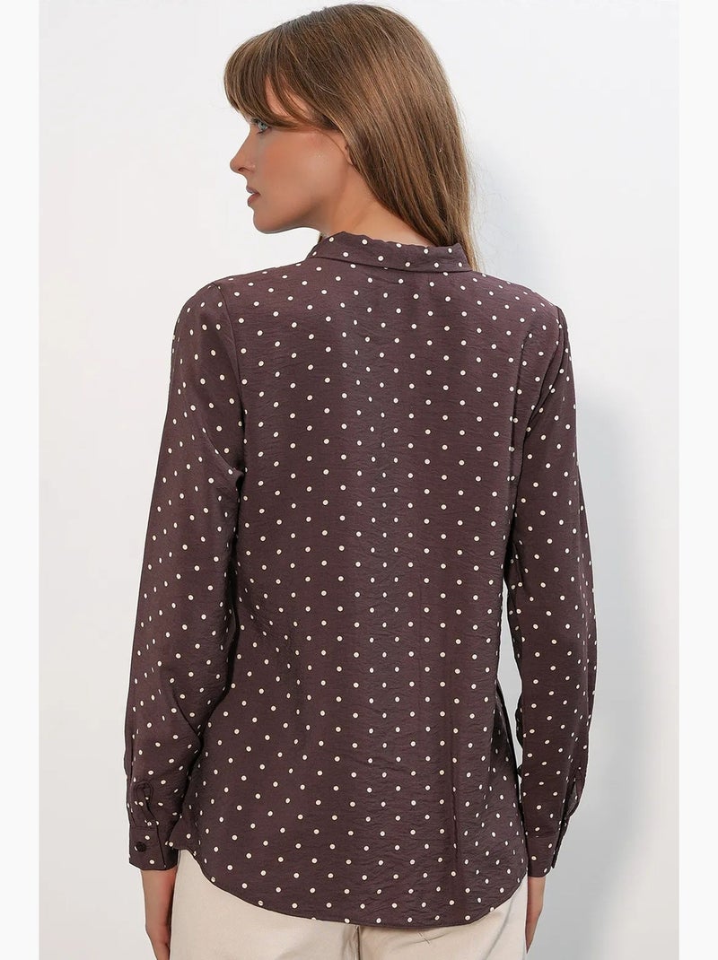 Chemise en popeline à pois bdart Marron - Kiabi