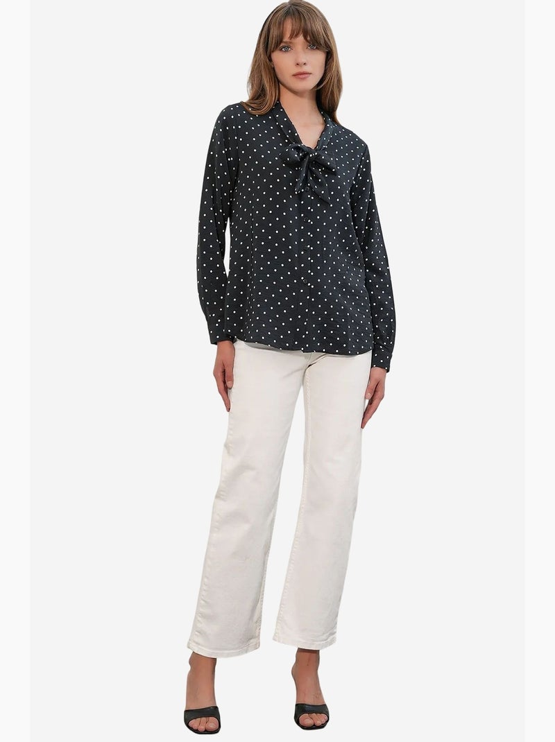 Chemise en popeline à pois bdart Noir - Kiabi