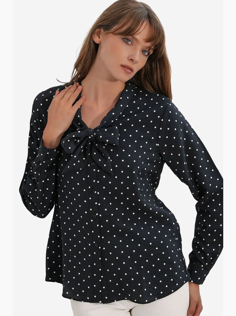 Chemise en popeline à pois bdart Noir - Kiabi