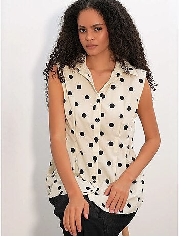 Chemise en popeline à pois, sans manches et cintrée bdart