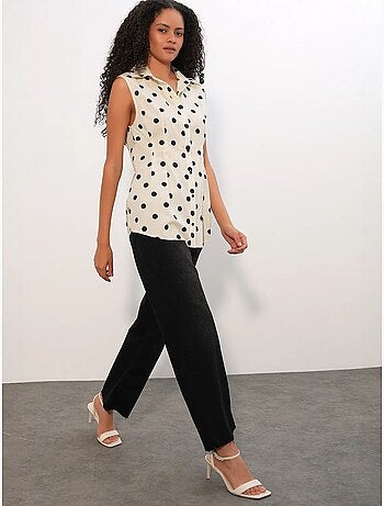 Chemise en popeline à pois, sans manches et cintrée bdart