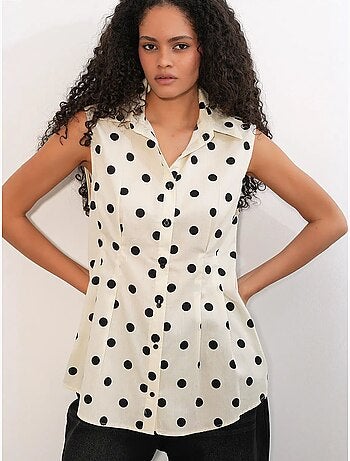 Chemise en popeline à pois, sans manches et cintrée bdart