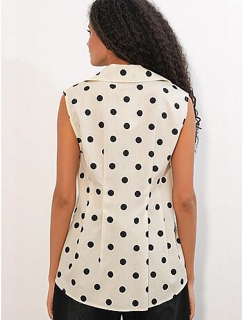 Chemise en popeline à pois, sans manches et cintrée bdart