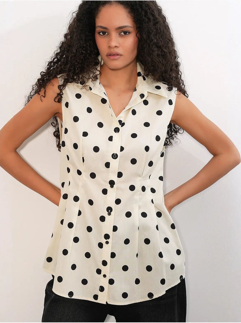 Chemise en popeline à pois, sans manches et cintrée bdart Blanc cassé - Kiabi
