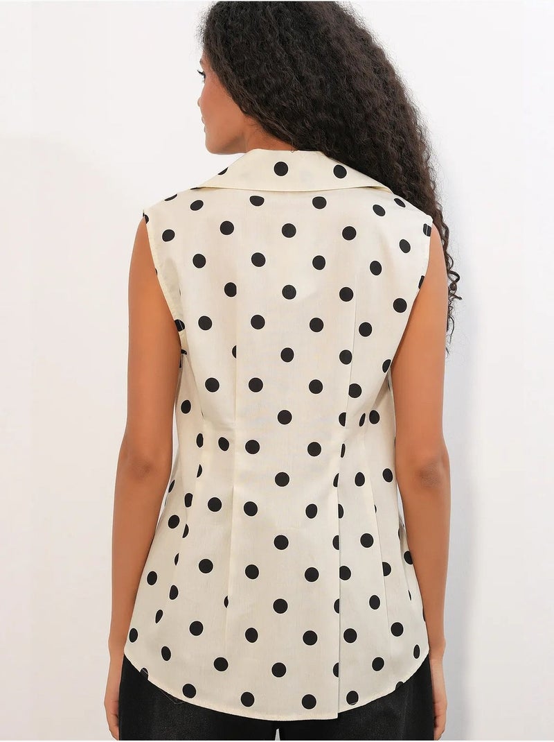 Chemise en popeline à pois, sans manches et cintrée bdart Blanc cassé - Kiabi