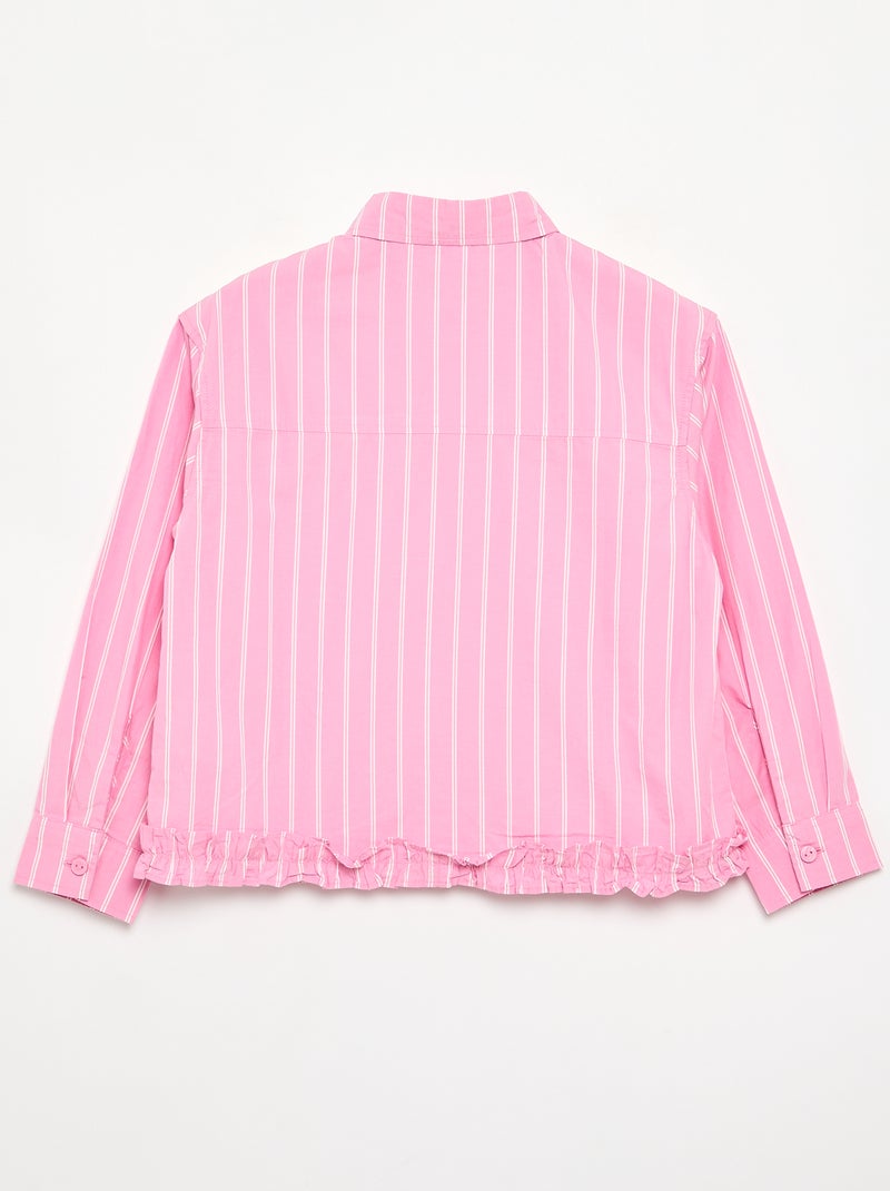 Chemise en popeline avec base volantée Rose - Kiabi
