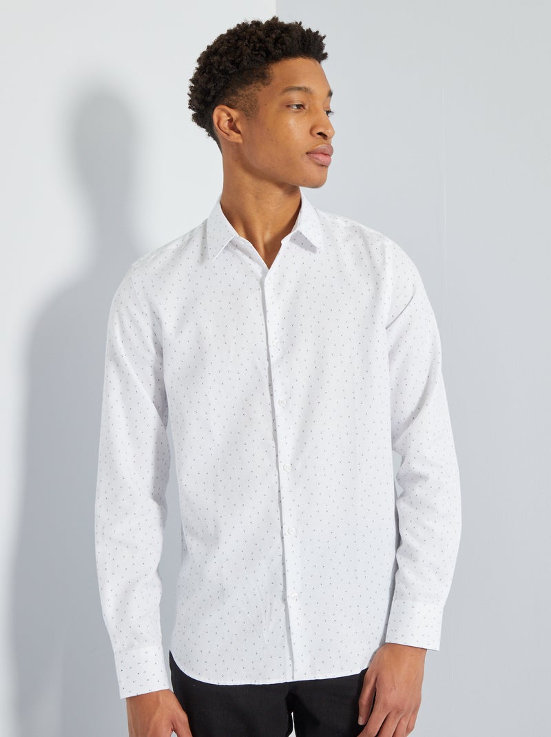 Chemise en popeline avec imprimé -  +1m90 Blanc - Kiabi