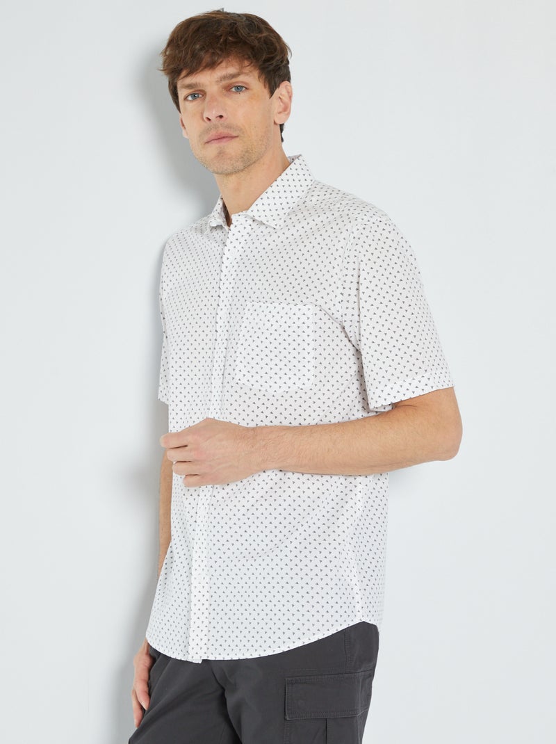 Chemise en popeline avec imprimé blanc - Kiabi