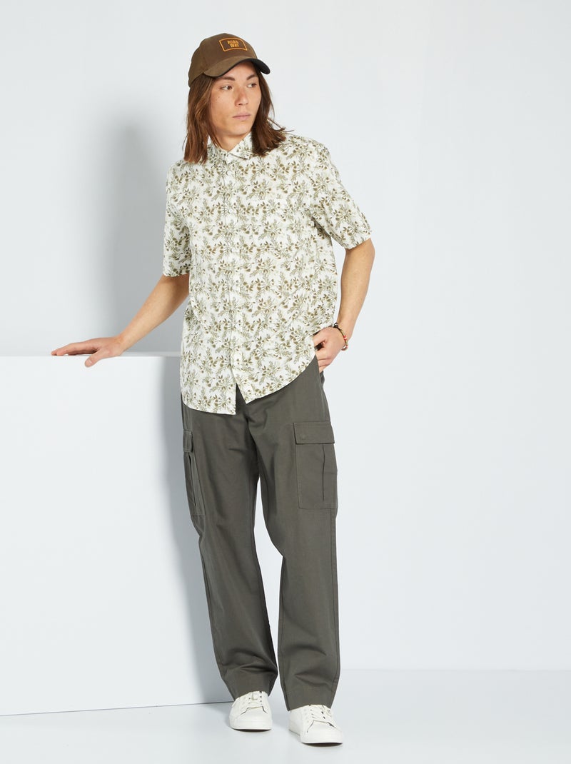 Chemise en popeline avec imprimé Blanc/vert - Kiabi