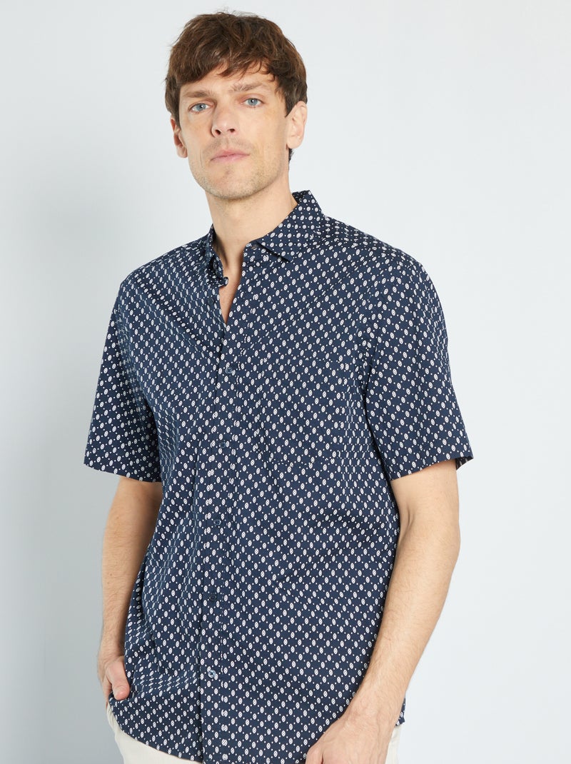 Chemise en popeline avec imprimé Bleu 'losange' - Kiabi