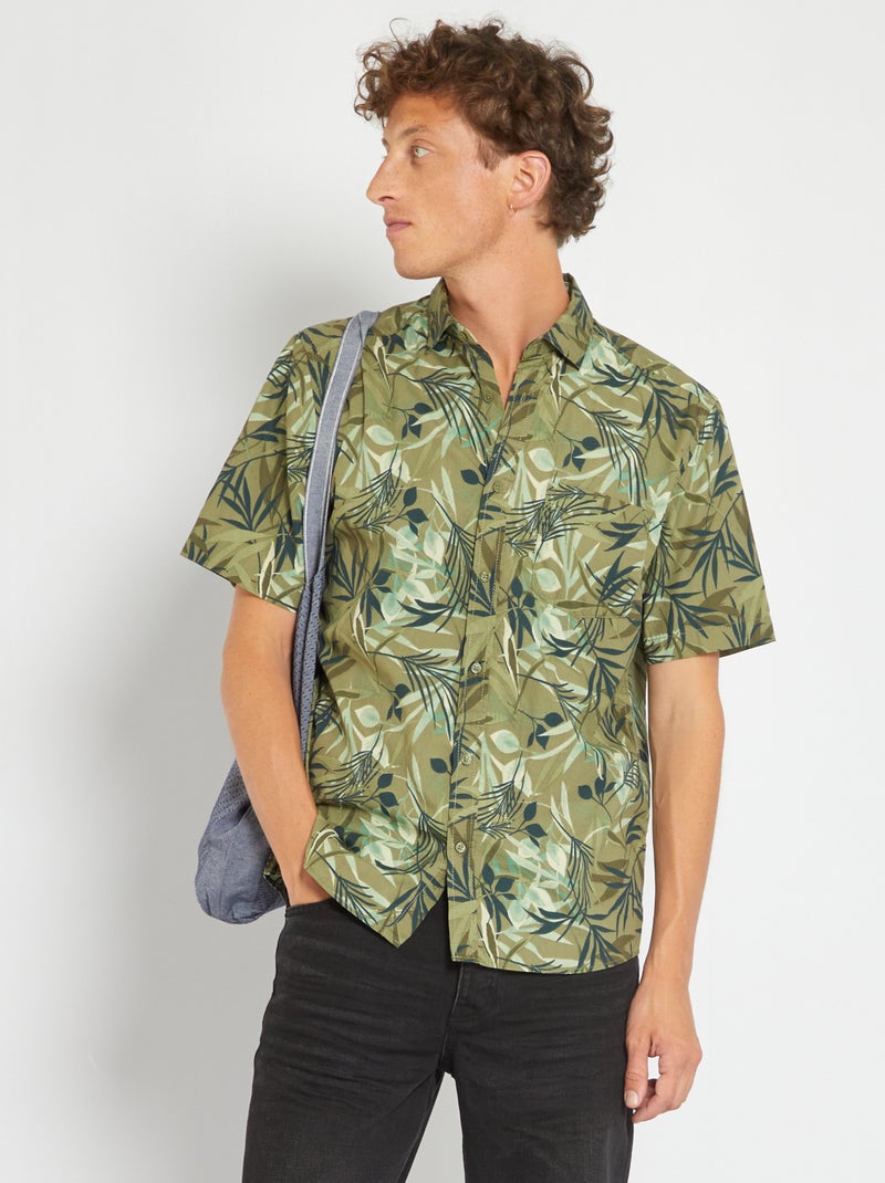 Chemise en popeline avec imprimé 'tropical' Kaki/tropical - Kiabi