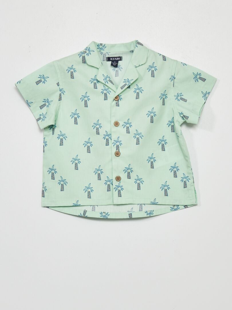 Chemise en popeline avec imprimé Vert - Kiabi