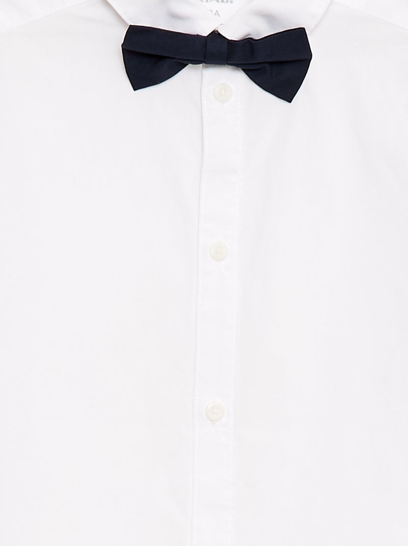 Chemise en popeline avec nœud papillon Blanc - Kiabi
