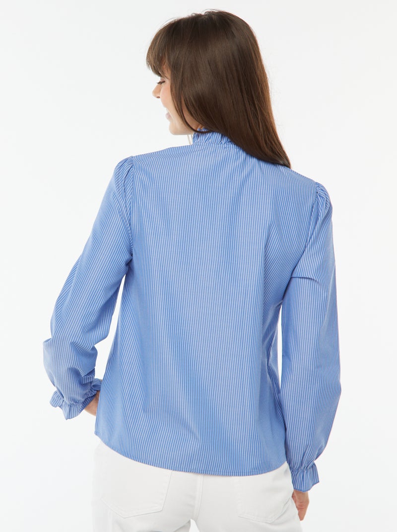 Chemise en popeline avec patte volantée Bleu - Kiabi