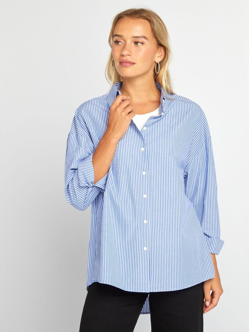 Chemise en popeline Bleu - Kiabi