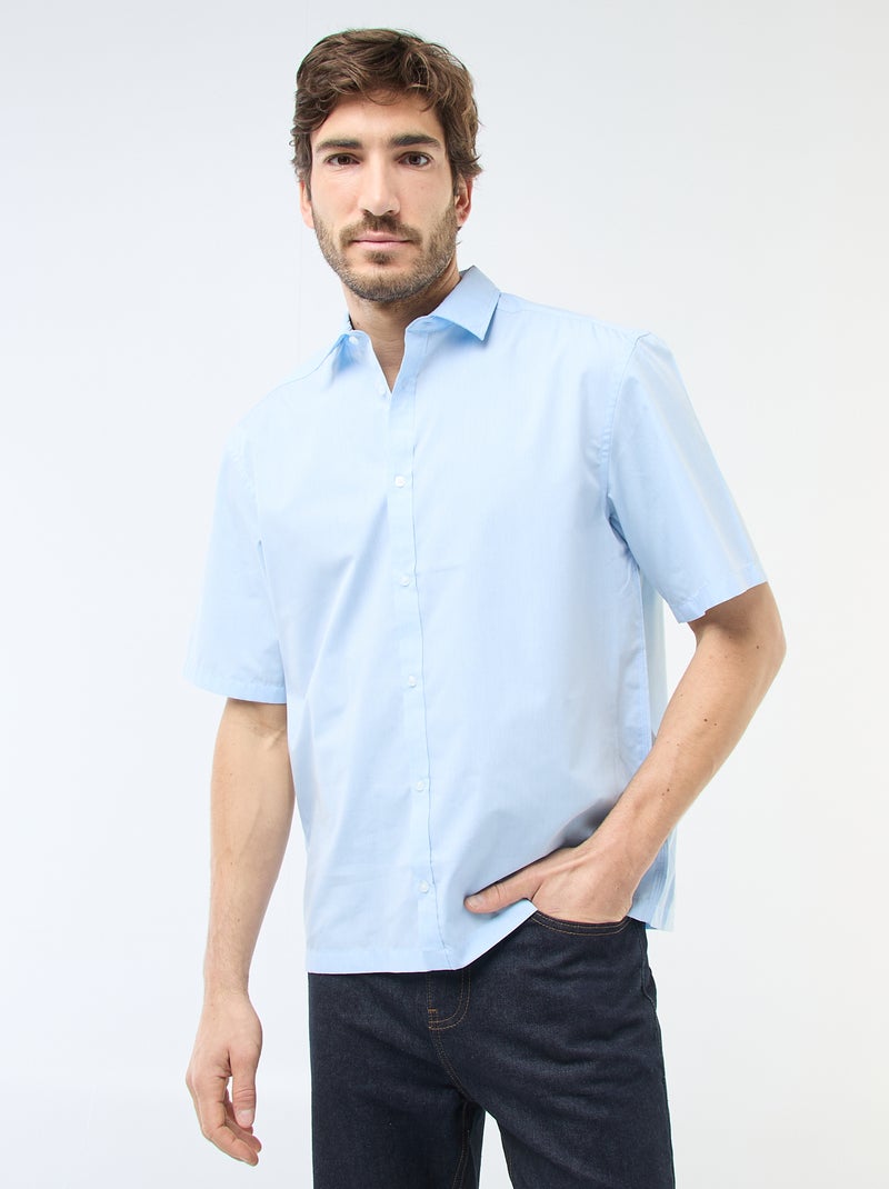 Chemise en popeline Bleu - Kiabi