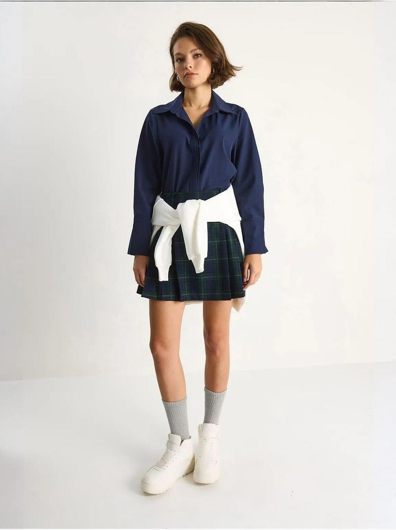 Chemise en popeline boutonnée à manches longues et coupe classique lucci Bleu marine - Kiabi