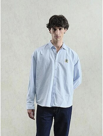 Chemise en popeline boutonnée brodée giesto