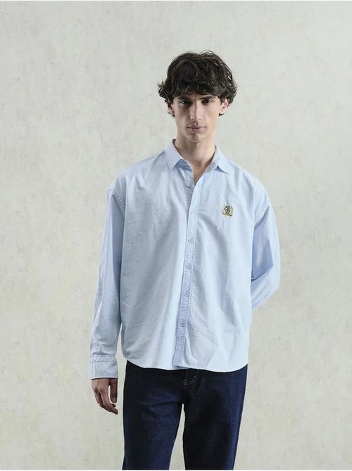 Chemise en popeline boutonnée brodée giesto - Kiabi