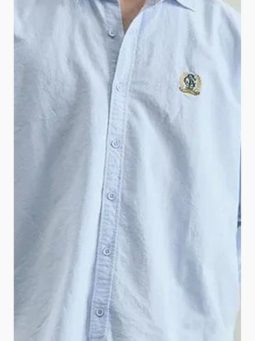 Chemise en popeline boutonnée brodée giesto - Kiabi