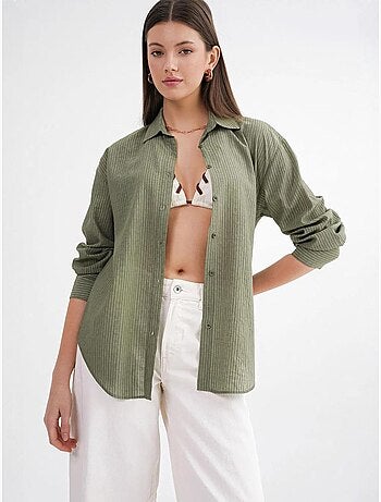 Chemise en popeline coupe décontractée avec fermeture à boutons mixray