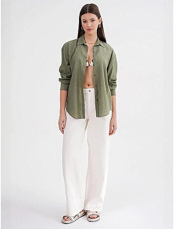 Chemise en popeline coupe décontractée avec fermeture à boutons mixray