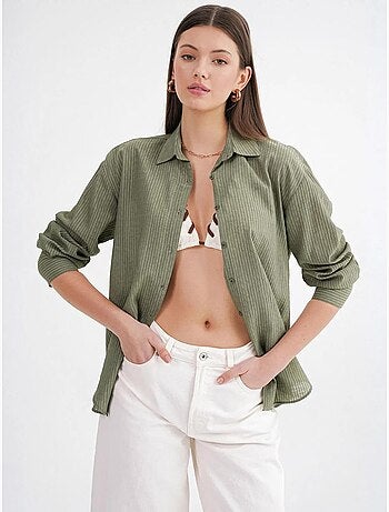 Chemise en popeline coupe décontractée avec fermeture à boutons mixray