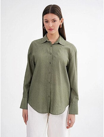 Chemise en popeline coupe décontractée avec fermeture à boutons mixray