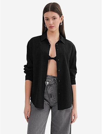 Chemise en popeline coupe décontractée avec fermeture à boutons mixray