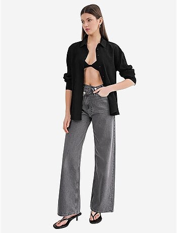 Chemise en popeline coupe décontractée avec fermeture à boutons mixray