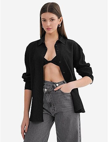 Chemise en popeline coupe décontractée avec fermeture à boutons mixray