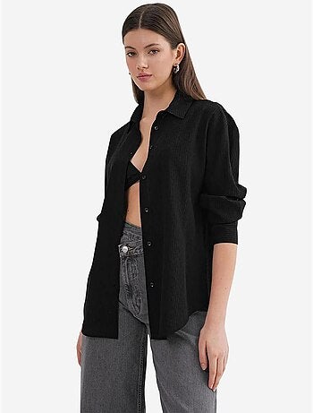 Chemise en popeline coupe décontractée avec fermeture à boutons mixray