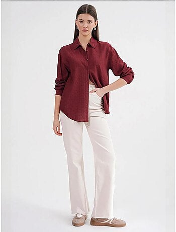 Chemise en popeline coupe décontractée avec fermeture à boutons mixray