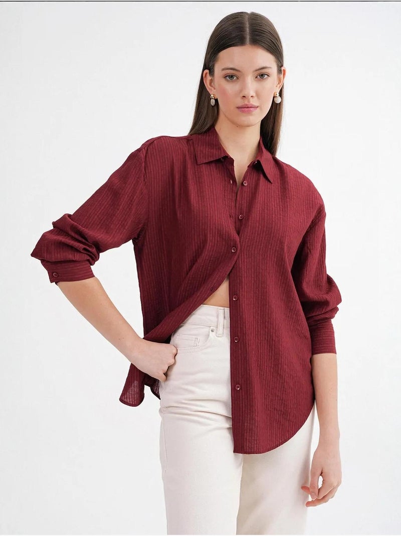Chemise en popeline coupe décontractée avec fermeture à boutons mixray Rouge bordeaux - Kiabi