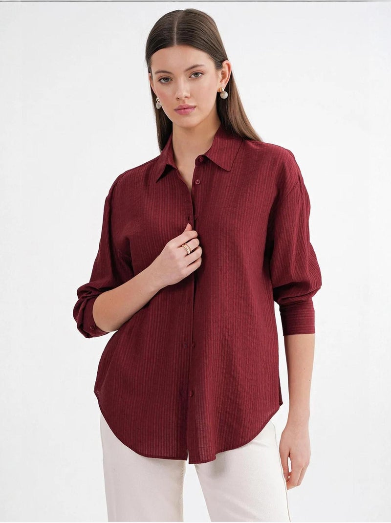 Chemise en popeline coupe décontractée avec fermeture à boutons mixray Rouge bordeaux - Kiabi
