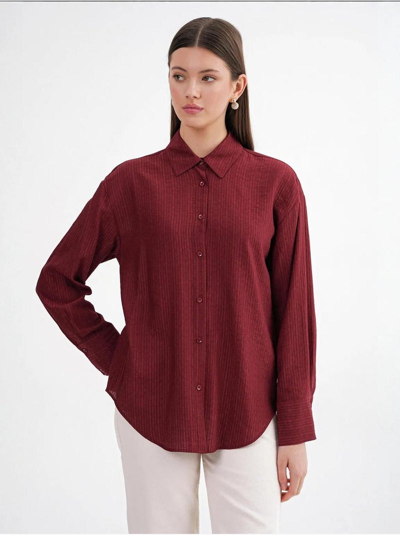 Chemise en popeline coupe décontractée avec fermeture à boutons mixray Rouge bordeaux - Kiabi