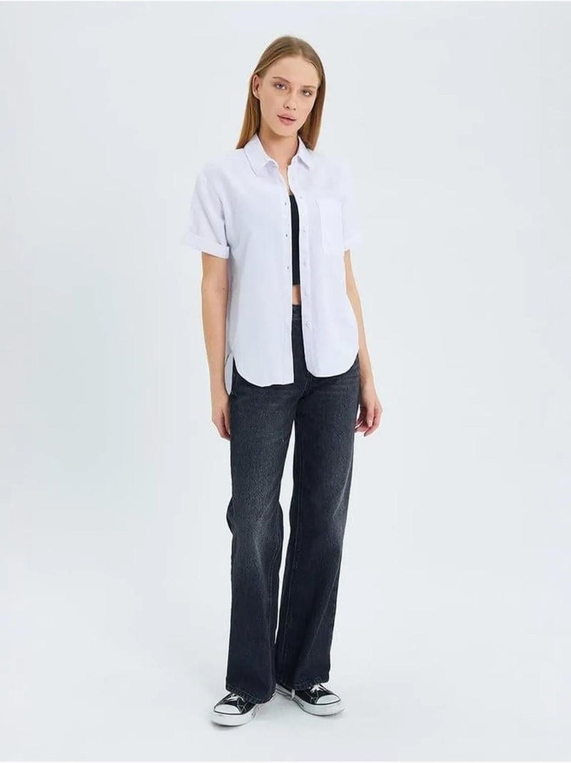 Chemise en popeline coupe slim avec poche mixray Blanc - Kiabi